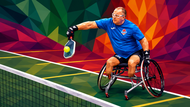 Wheelchair and adaptive players on court illustrating the newly codified pickleball wheelchair rules.