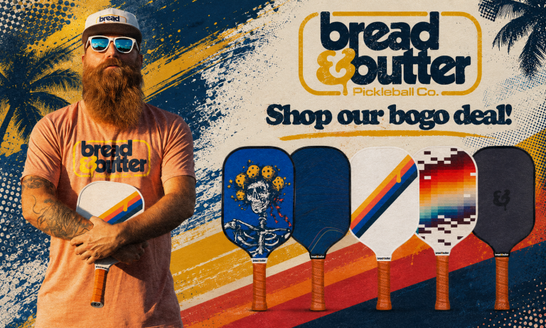 Pickleball paddles highlighting the landmark acquisition of brand Bread & Butter by Selkirk Bread Butter pickleball.