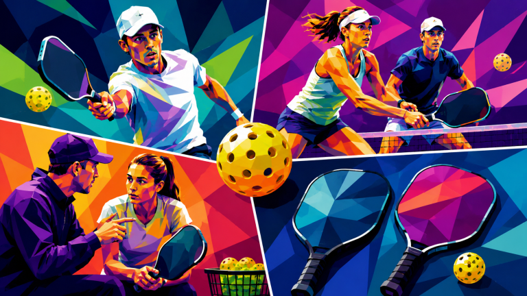 Advanced tennis court equipment and paddles illustrating future of pickleball technology.